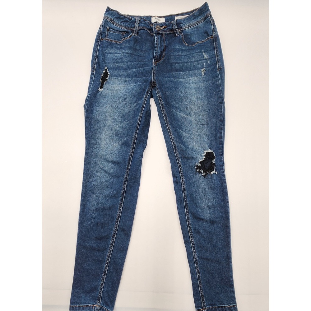 Kensie Women Jeans Effortless Ankle Midrise Sz:‎ 2/26 Light Wash Blue Distressed